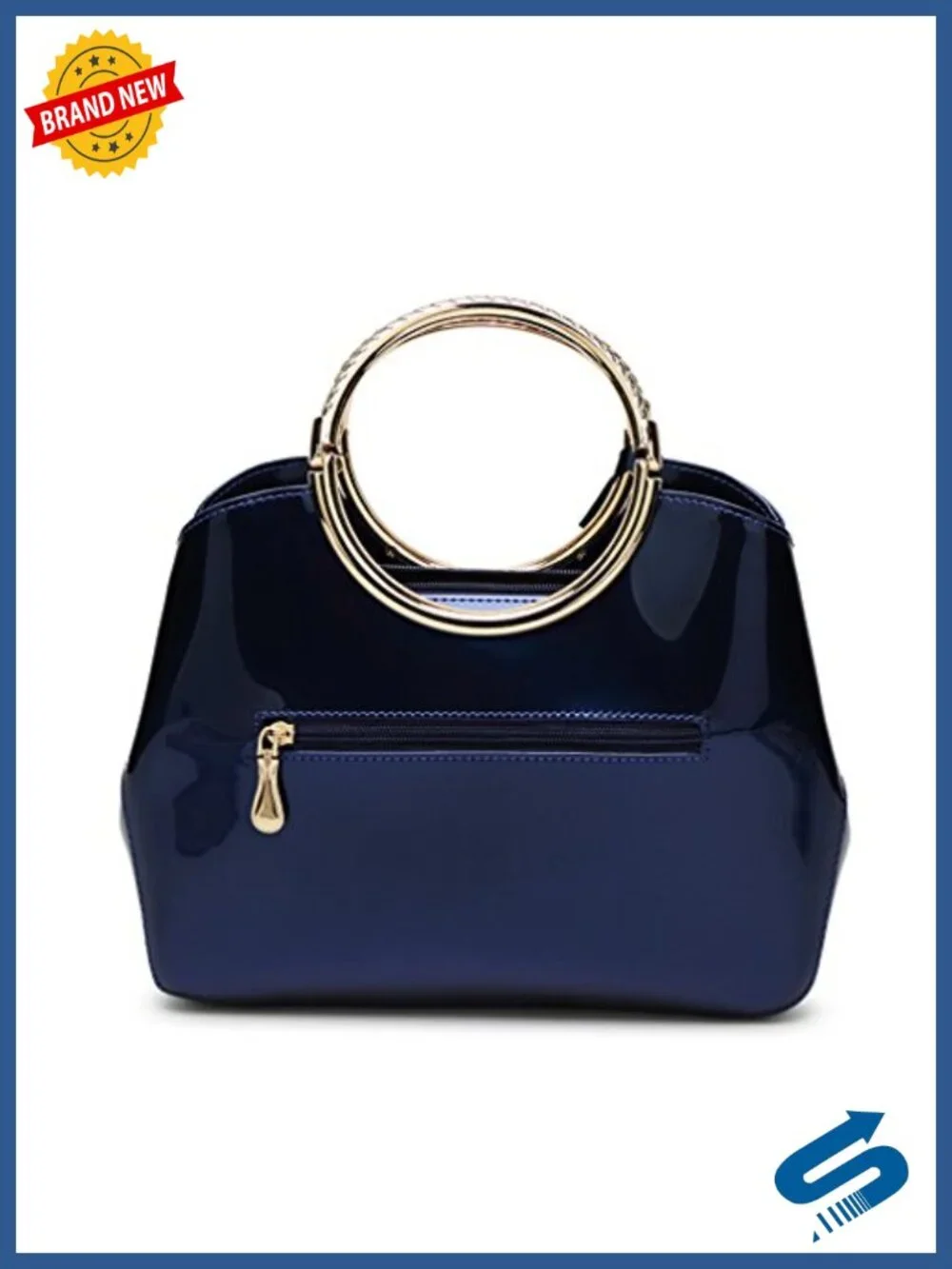 PU Patent Leather Satchel Handbag with Removable Strap